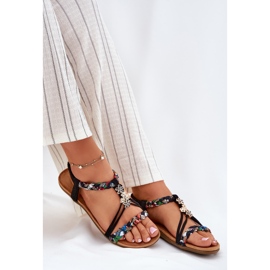EVento Sandalias para mujeres con alfileres y rayas trenzadas negras negro 6