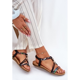EVento Sandalias para mujeres con alfileres y rayas trenzadas negras negro 7