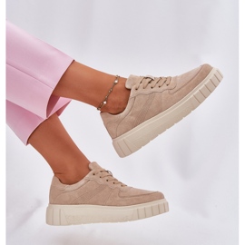 EVento Zapatillas de ante mujeres en la plataforma beige 6