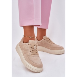 EVento Zapatillas de ante mujeres en la plataforma beige 2