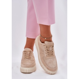EVento Zapatillas de ante mujeres en la plataforma beige 3
