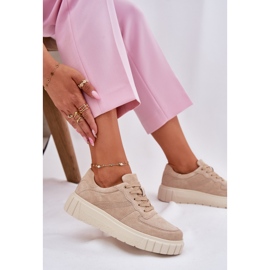 EVento Zapatillas de ante mujeres en la plataforma beige 7