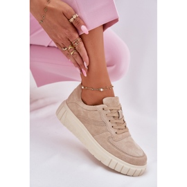 EVento Zapatillas de ante mujeres en la plataforma beige 8