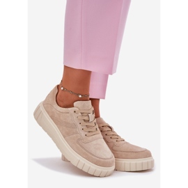 EVento Zapatillas de ante mujeres en la plataforma beige 1