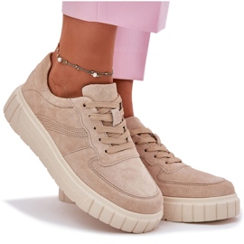 EVento Zapatillas de ante mujeres en la plataforma beige 9