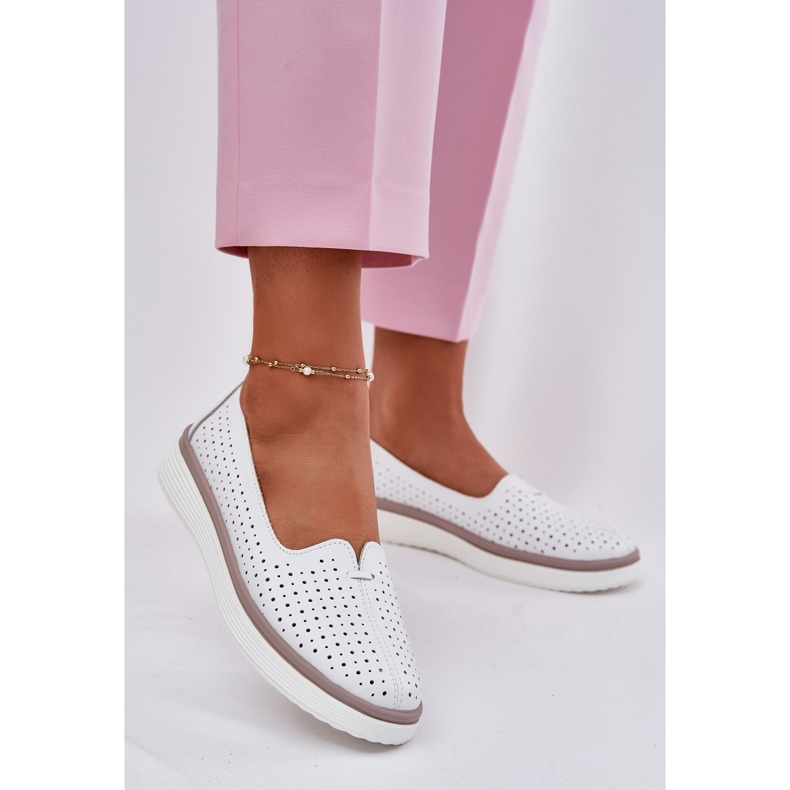 EVento Zapatos de cuero a puertas de mujer para mujeres blancos 2