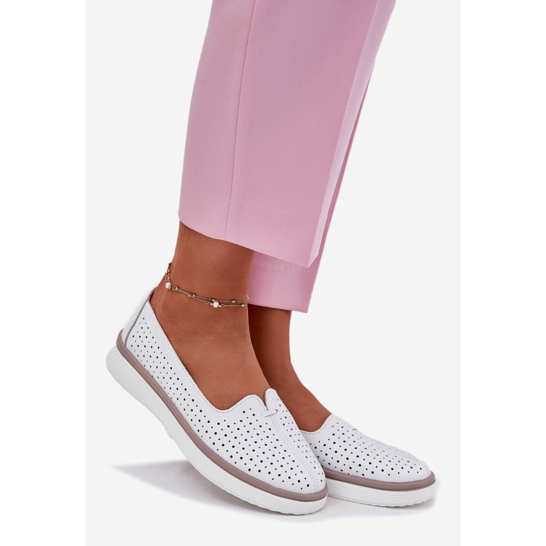 EVento Zapatos de cuero a puertas de mujer para mujeres blancos 1