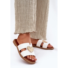 EVento Chanclas de mujer plana con una decoración dorada blanca blanco 2