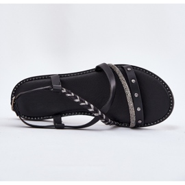 Sandalias planas con rayas negras decorativas Vinceza 17379 negro 7