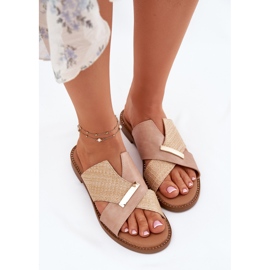 Tacones planos para mujeres con un beige decorativo Vinceza 17385 5
