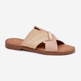 Tacones planos para mujeres con un beige decorativo Vinceza 17385 4