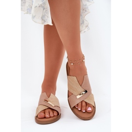 Tacones planos para mujeres con un beige decorativo Vinceza 17385 3