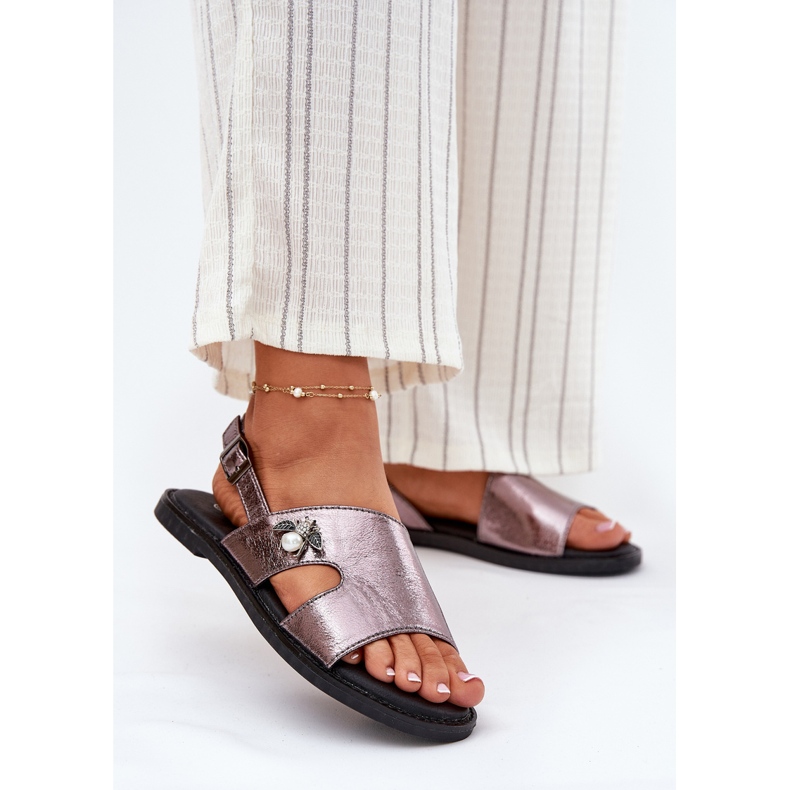 Sandalias de mujeres planas con un decorativo Vinceza 17378 Detalles de plata 2