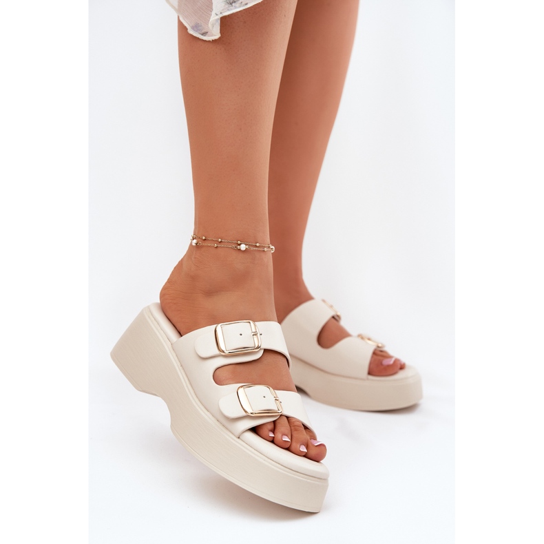 Inna Flip Flip Flip Flip en cuña y plataforma con abrazaderas de luz beige 2