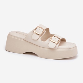 Inna Flip Flip Flip Flip en cuña y plataforma con abrazaderas de luz beige 4