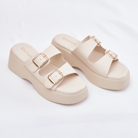 Inna Flip Flip Flip Flip en cuña y plataforma con abrazaderas de luz beige 8
