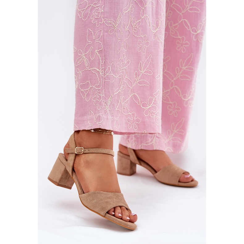 EVento Sandalias beige de tacones de mujer Eco Leede clásico 2