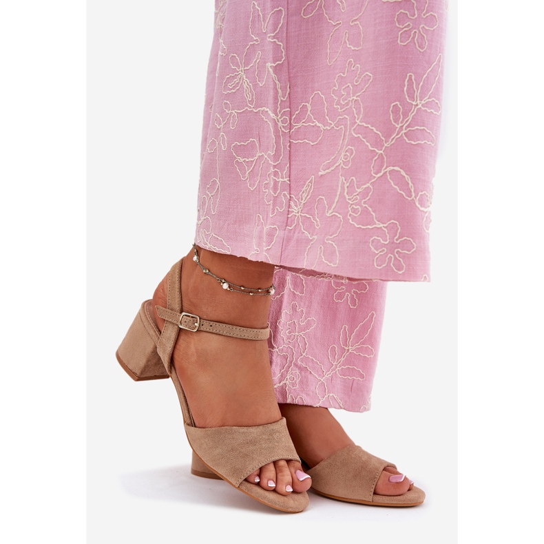 EVento Sandalias beige de tacones de mujer Eco Leede clásico 1