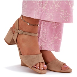 EVento Sandalias beige de tacones de mujer Eco Leede clásico 7
