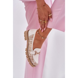 Mocasines de cuero para mujeres con detalles dorados Laura Messi 2938 Light Beige 5