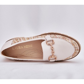 Mocasines de cuero para mujeres con detalles dorados Laura Messi 2938 Light Beige 9