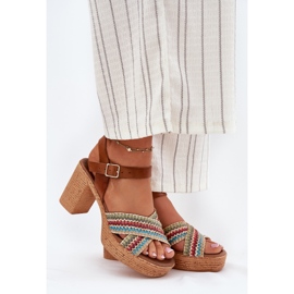 Sandalias de cuero en el pilar con trenza en Zazoo 40460 Brown Stripes marrón 1