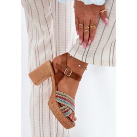 Sandalias de cuero en el pilar con trenza en Zazoo 40460 Brown Stripes marrón 4