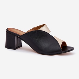 Zapatillas de cuero para mujeres en el Maciejka Post 06943-25 Negro y dorado 4