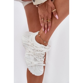 Zapatillas de deporte para mujeres con doble cordón blanco 3