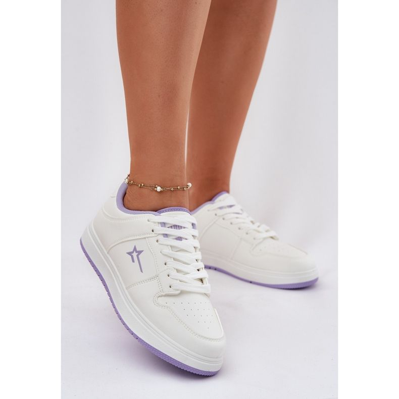 Zapatillas de deporte femenino Big Star RR274A245 Hi-Polish White and Purple System blanco 2