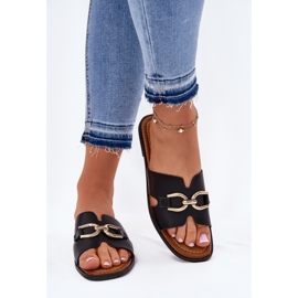 EVento Zapatillas para mujeres planas con detalle decorativo negro 3