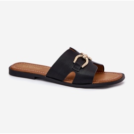 EVento Zapatillas para mujeres planas con detalle decorativo negro 4