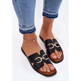 EVento Zapatillas para mujeres planas con detalle decorativo negro 5
