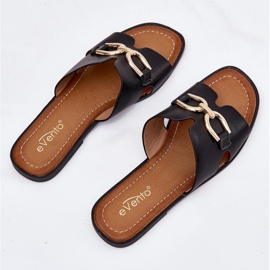EVento Zapatillas para mujeres planas con detalle decorativo negro 7