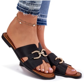 EVento Zapatillas para mujeres planas con detalle decorativo negro 8