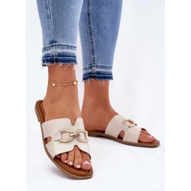 EVento Chanclas planas para mujeres con detalle decorativo BEIGE 2 EVento Chanclas planas para mujeres con detalle decorativo BEIGE 2