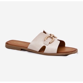 EVento Chanclas planas para mujeres con detalle decorativo BEIGE 4