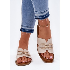 EVento Chanclas planas para mujeres con detalle decorativo BEIGE 3
