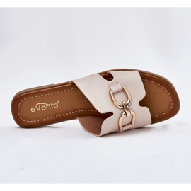 EVento Chanclas planas para mujeres con detalle decorativo BEIGE 7