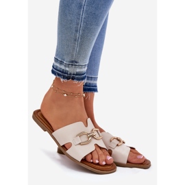 EVento Chanclas planas para mujeres con detalle decorativo BEIGE 1 EVento Chanclas planas para mujeres con detalle decorativo BEIGE 1