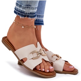 EVento Chanclas planas para mujeres con detalle decorativo BEIGE 8