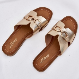 EVento Chanclas planas para mujeres con un detalle de oro decorativo dorado 6