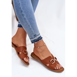 EVento Chanclas planas para mujeres con un detalle decorativo de camello marrón 6