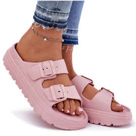 EVento Zapatillas de espuma para mujeres en la plataforma rosa rosado 10