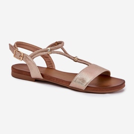 S.Barski Sandalias planas para mujeres con Stripes S. Barski KV51-120 Pink Gold dorado 4