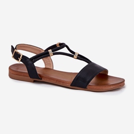 S.Barski Sandalias planas para mujeres con Stripes S. Barski KV51-120 Negro 4
