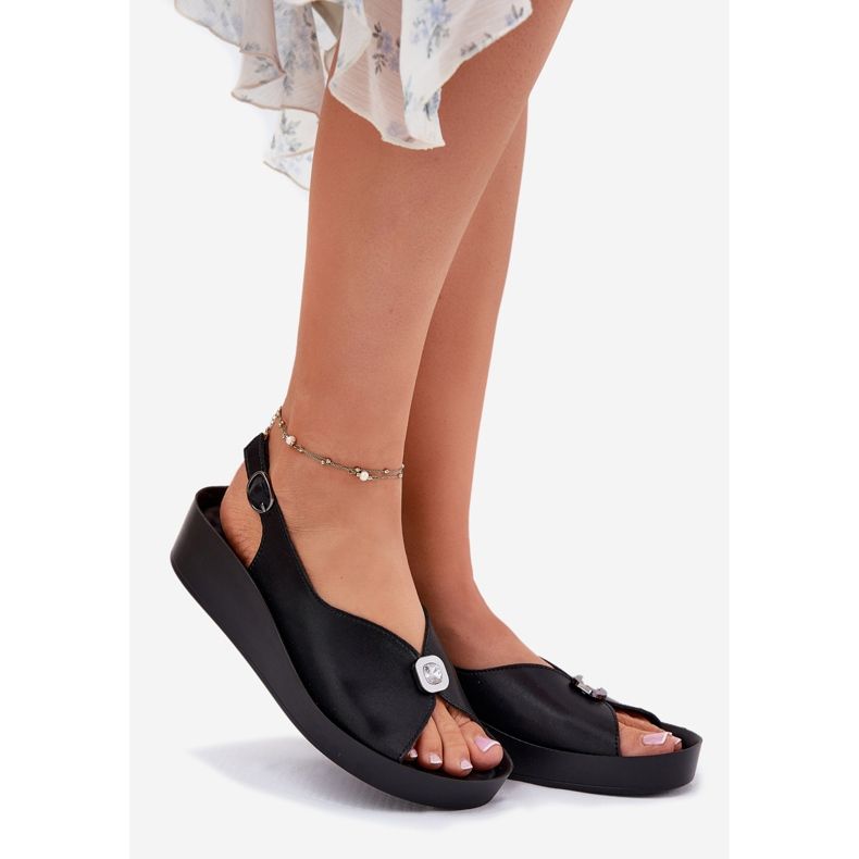 S.Barski Sandalias de cuero para mujeres en Wedge y Platform S. Barski KV51-020 Negro 1