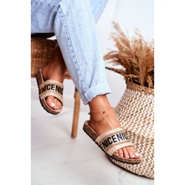EVento Chanclas BeNice Beige para Mujer en Corcho con Diamantes de Imitación 3