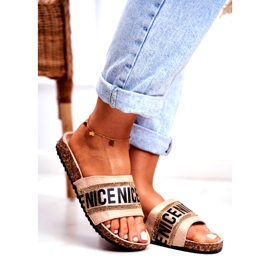 EVento Chanclas BeNice Beige para Mujer en Corcho con Diamantes de Imitación 1