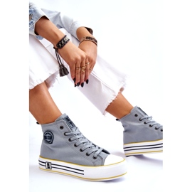 Zapatillas de deporte de material alto de mujeres en la plataforma Big Star LL274188 Blue claro azul 5